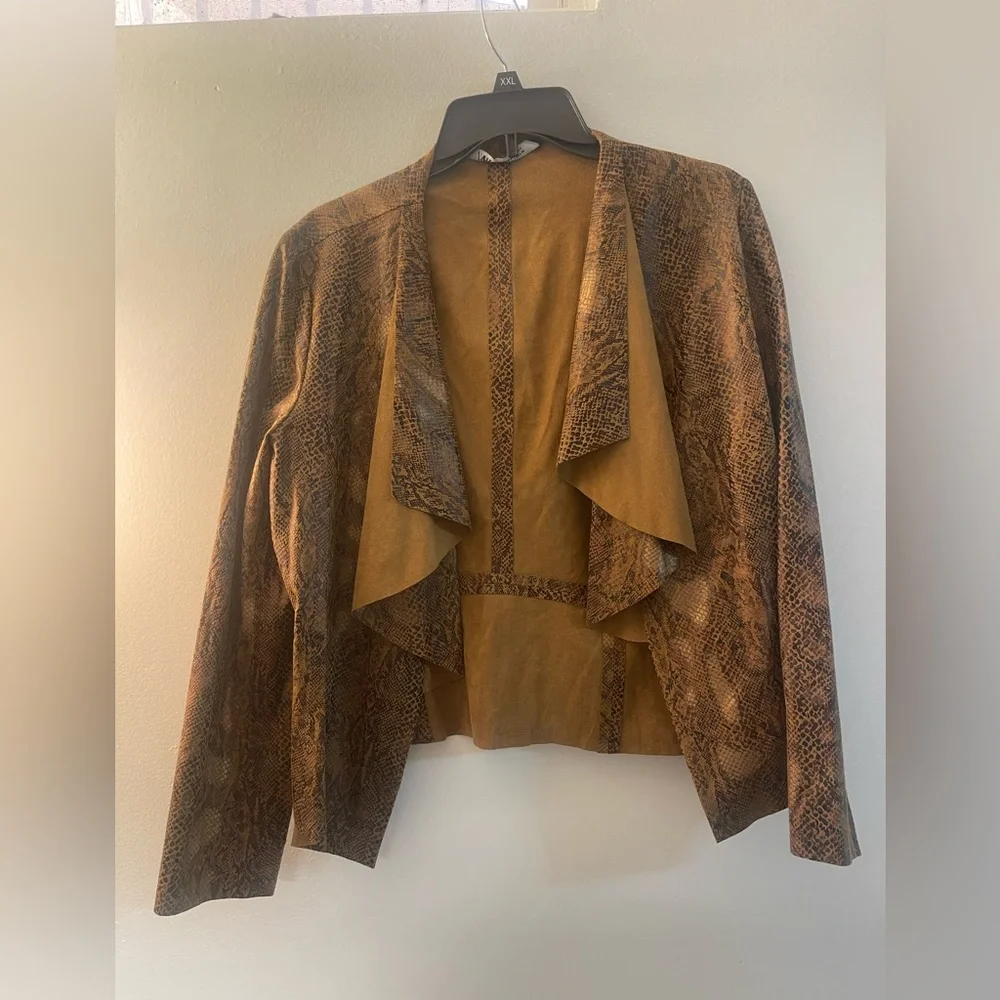 Zara Snake Print Drape Collar Faux Leather Blazer Jacket (new with tags) - Picture 1 of 8